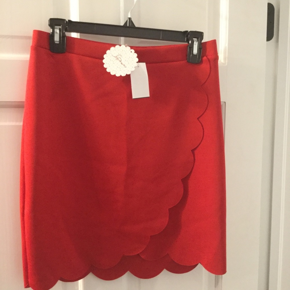 Soprano red scalloped skirt.  Junior size L.